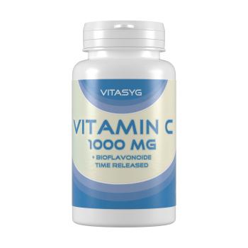 Vitamin C 1000mg 120 Tabletten mit Hagebutte und Bioflavonoiden - Time Released