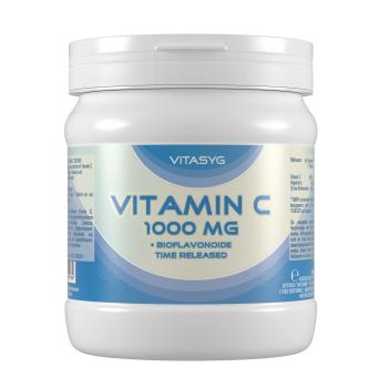 Vitamin C 1000mg 500 Tabletten mit Hagebutte und Bioflavonoiden - Time Released