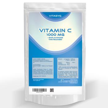 Vitamin C 1000mg 365 Tabletten Beutel mit Hagebutte und Bioflavonoiden - Time Released