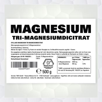 Syglabs Tri-Magnesiumdicitrat - 500g Magnesium Pulver