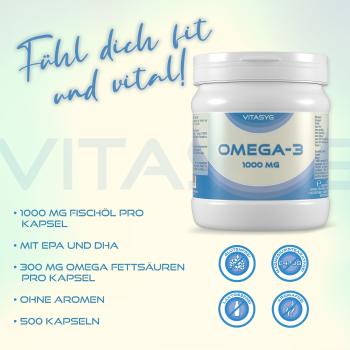 Vitasyg Omega-3 Fischöl 1000mg 500 Kapseln