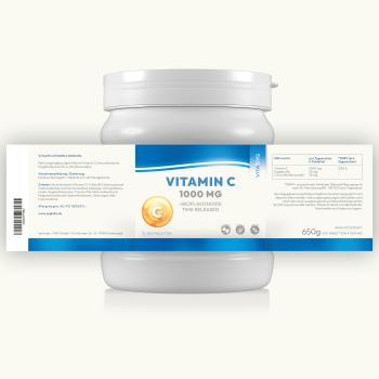 Preview: Vitamin C 1000mg 500 Tabletten mit Hagebutte und Bioflavonoiden - Time Released
