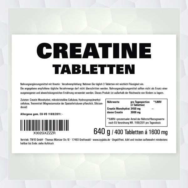 Creatine Tabletten 1000mg - 400 Tabletten