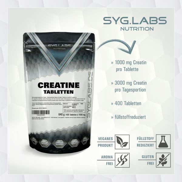 Creatine Tabletten 1000mg - 400 Tabletten