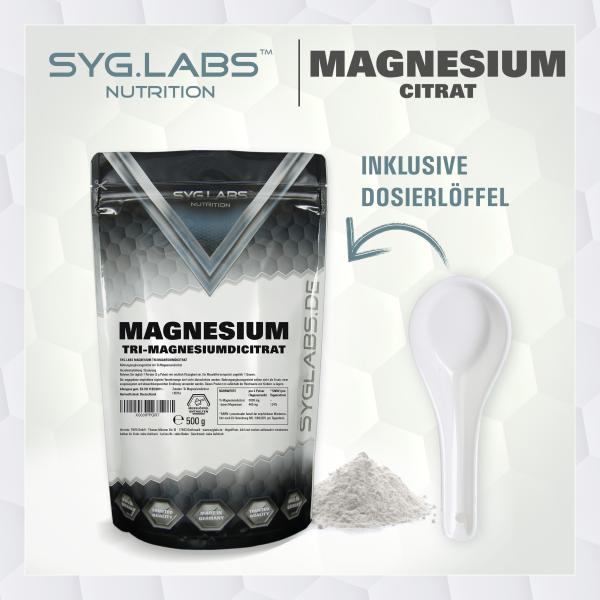 Syglabs Tri-Magnesiumdicitrat - 500g Magnesium Pulver