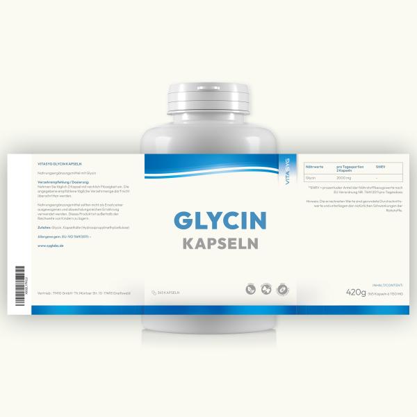 Glycin Kapseln - 1000mg - 365 vegane hochdosierte Kapseln
