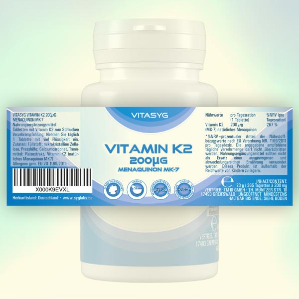 Vitamin K2 200 µg  365 Tabletten