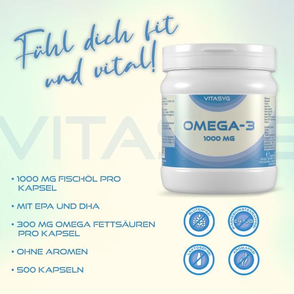Vitasyg Omega-3 Fischöl 1000mg 500 Kapseln