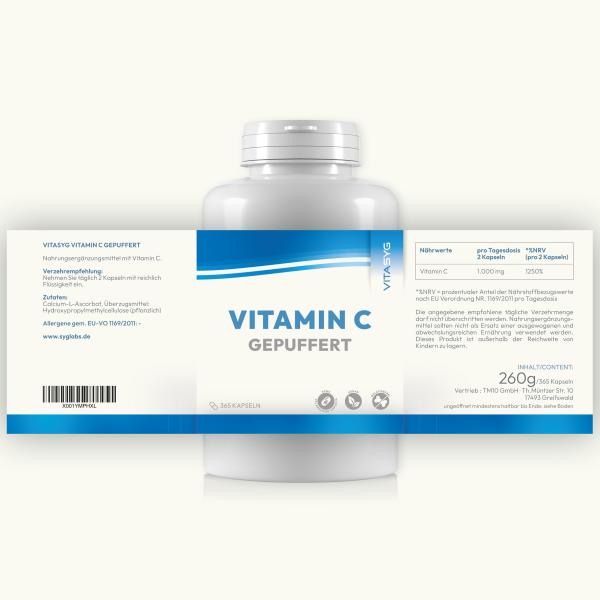 Vitamin C gepuffert 500mg - 365 Kapseln