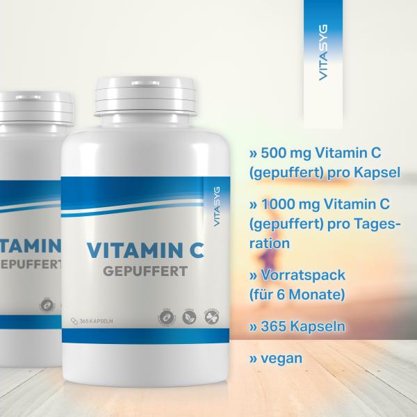 Vitamin C gepuffert 500mg - 365 Kapseln